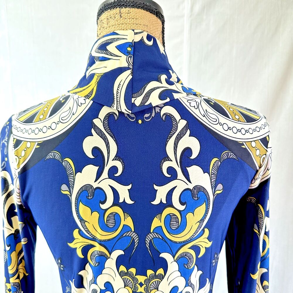 ANALILI Women's Blue Paisley Bodycon Long Sleeve Turtleneck Dress SZ M NWT - Picture 7 of 16